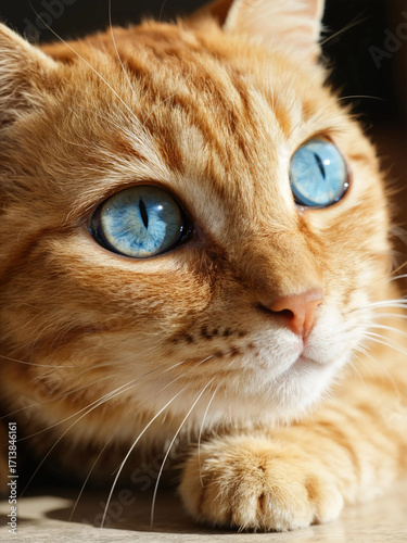 Ultra realistic blue eyes domestic pet portrait
