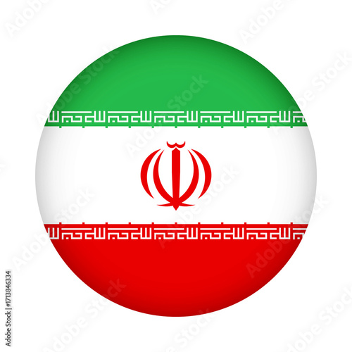 Iran flag round. 3d illustration round button flag of Iran transparation png