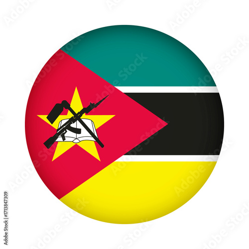 Free Download Mozambique flag round. 3d illustration round button flag of Mozambique transparation png - GFXLoad