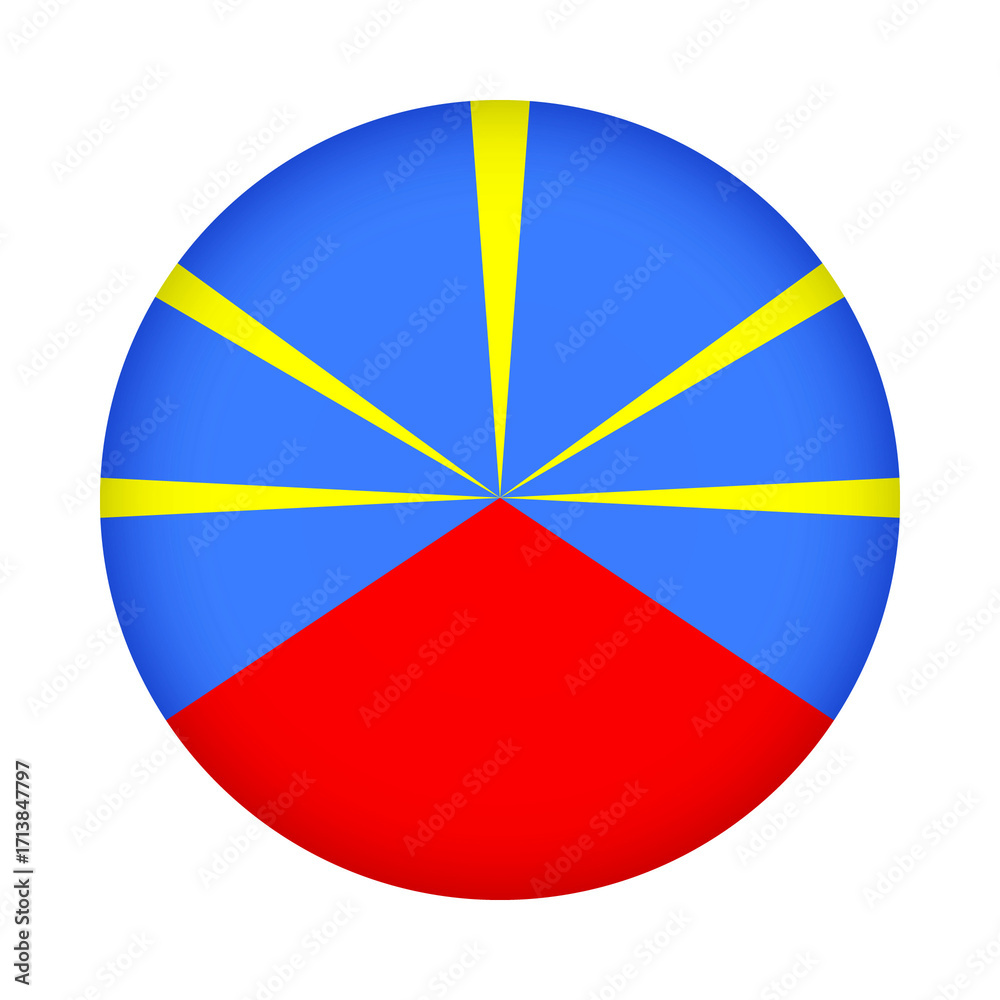 Obraz premium Reunion flag round. 3d illustration round button flag of Reunion transparation png