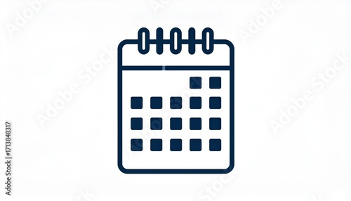 A Simple Line-Art Vector Icon of a Calendar with a Grid of Empty Boxes, Representing Scheduling and Planning Tasks