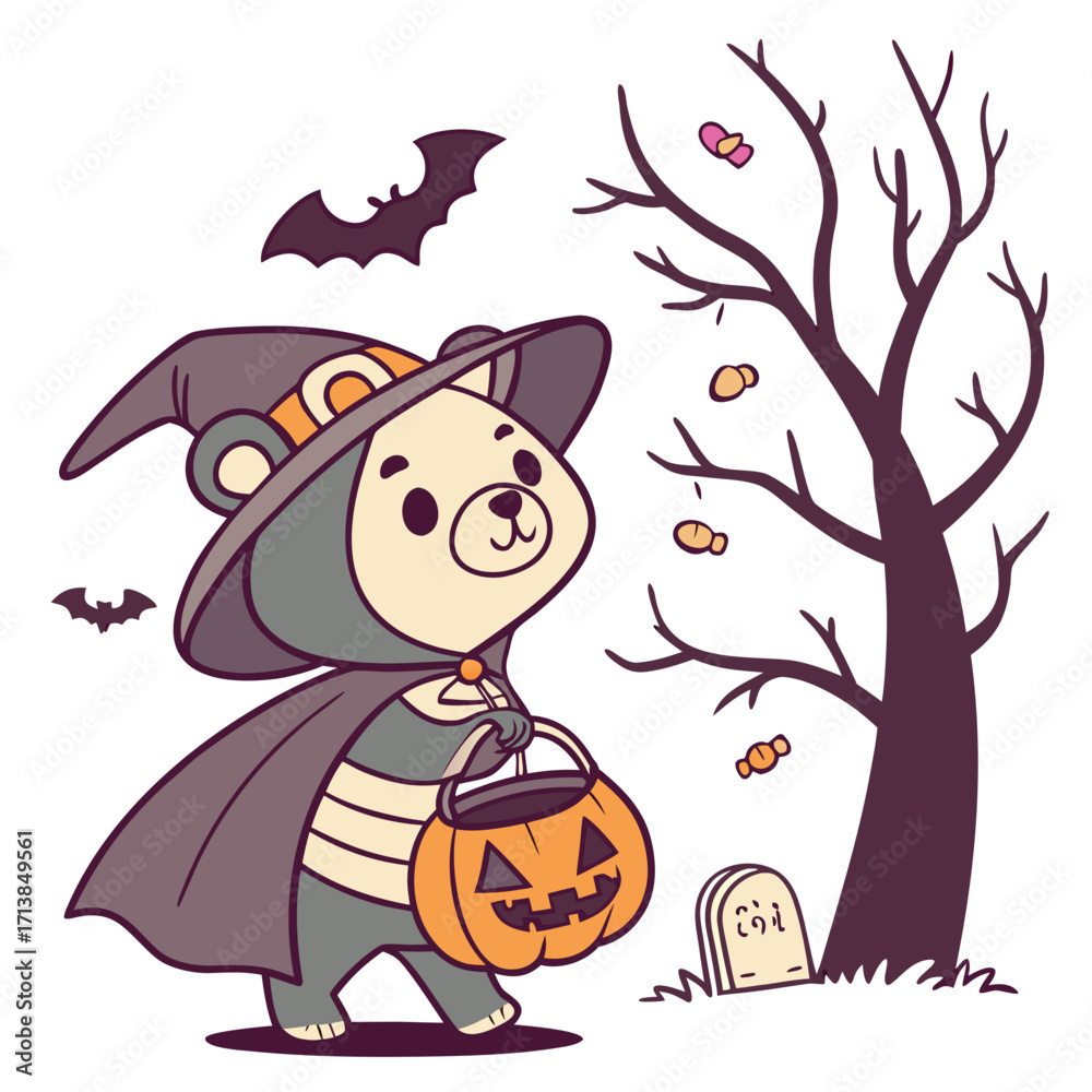 Fototapeta premium halloween witch with pumpkin