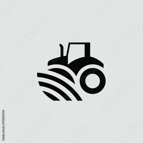 Tractor agriculture farming farm vehicle machinery rural equipment cultivate harvest field work land 100 hp | editable eps