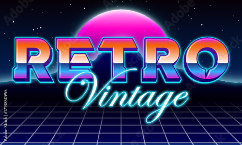 retro vintage cyberpunk style typography editable text effect font template design