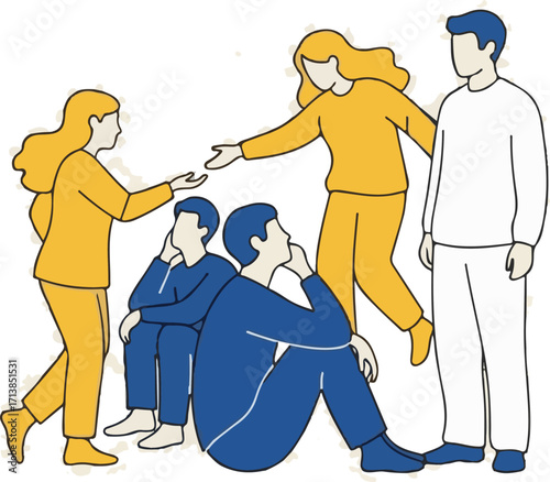 Diverse Group Offering Support and Empathy to Individuals in Distress