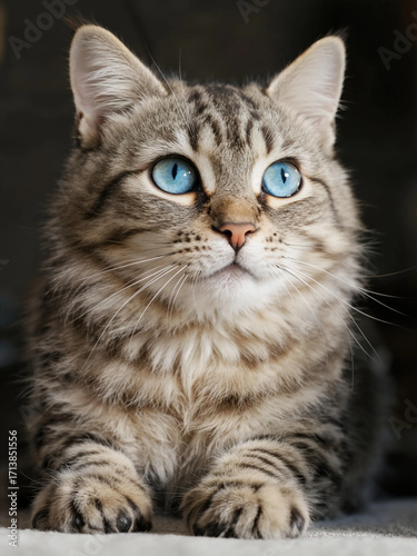 blue-eyed cat domestic cat gray fur very beautiful