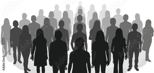 Grayscale Silhouettes of a Large Standing Crowd