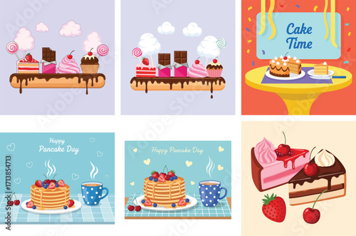Sweet Treats Delicious Cakes Pancakes Cupcakes for Happy Pancake Day Birthday More