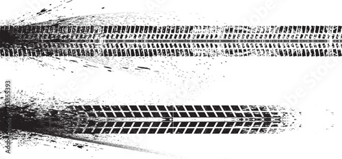 Vector Print Textured Tire Track . Design Element . Car tread silhouette . Mud splash grunge texture