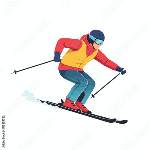 Skier in Action: A Dynamic Vector Illustration.