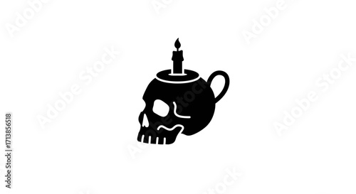 A skull-shaped teapot with a candle on top.