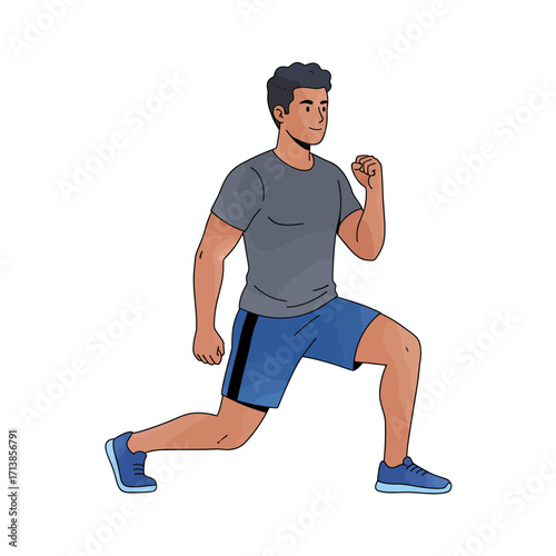 Man doing a lunge exercise.
