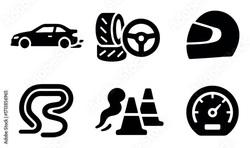 Car Drifting Icon Set