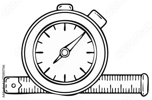 Stopwatch and Measuring Tape Illustration