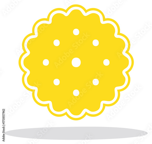 Stylized Round Cracker with Pinhole Pattern Yellow Color Treats and Snacks Graphic Design