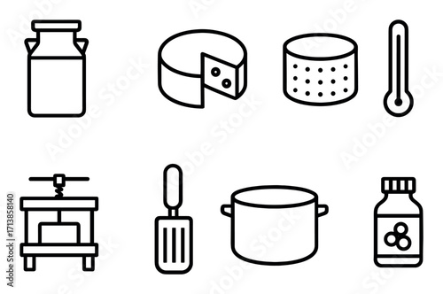 Cheesemaking Icons Set