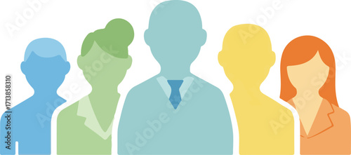 Stylized Colorful Silhouettes of Diverse Business Team