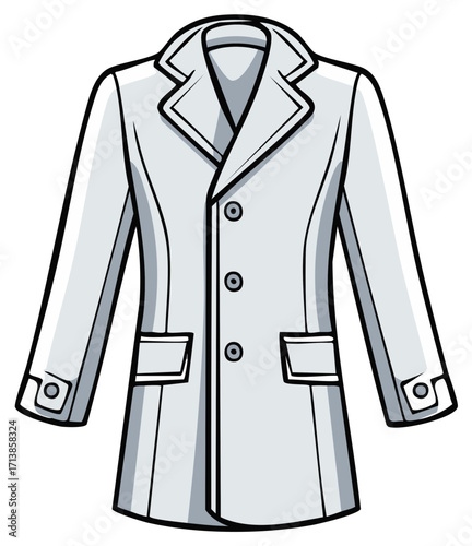 Classic Men's White Trench Coat with Button Detail and Pocket Accents
