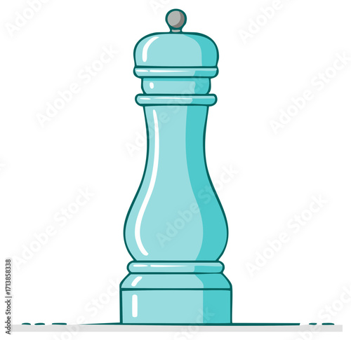 Teal pepper grinder, condiment container, salt mill graphic vector image
