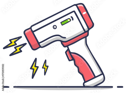 Digital infrared thermometer gun with lightning bolts for measurement