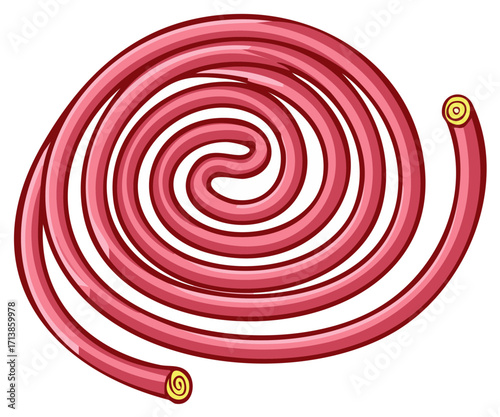 Circular pink candy graphic isolated, food art cartoon illustration