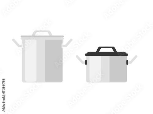 Set of Two Modern Cooking Pots with Lids for Kitchen and Culinary-Themed Designs