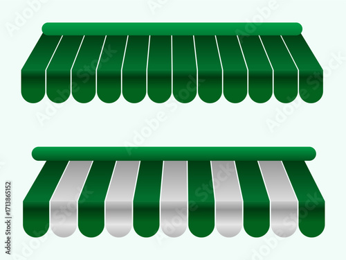 Green Shop Awning Illustration for Market or Storefront