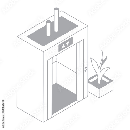 Isometric Lift Illustration