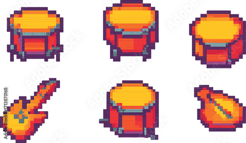 drum pixel art, eps 10 illustration