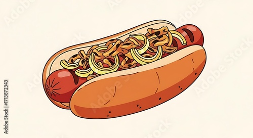 Hotdog with Onions.