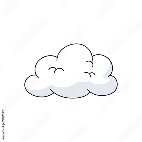 Simple cartoon illustration of a cumulus cloud against a white background.