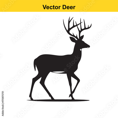 Deer Silhouette – Minimalist Wildlife Vector Art