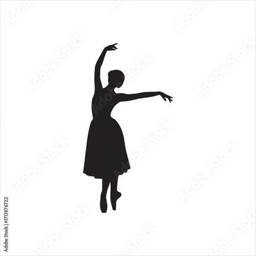 Silhouette of a ballerina in graceful dance pose.
