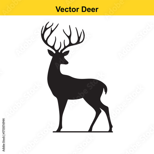 Deer Silhouette – Minimalist Wildlife Vector Art