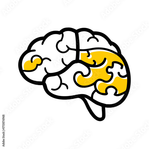 Brain With Puzzle Pieces Psychology Concept Icon For Web And Graphic Design