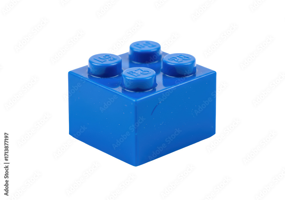 Naklejka premium Isolated Blue Lego Block Toy, Building Blocks, Blue Plastic, Playtime, Creativity and Imagination