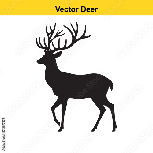 Deer Silhouette – Minimalist Wildlife Vector Art