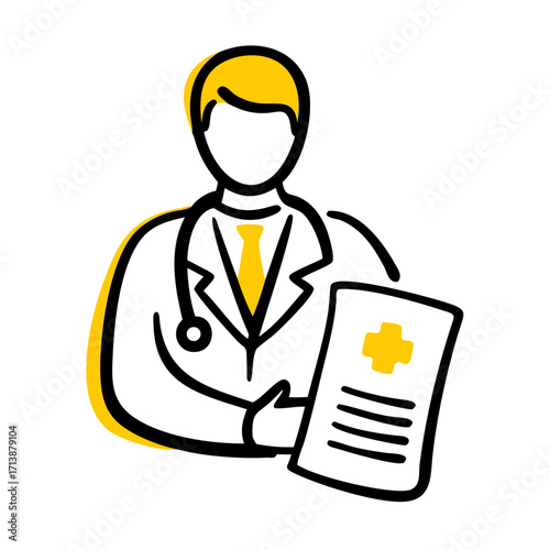 Doctor With Health Insurance Agreement Icon For Web And Graphic Design