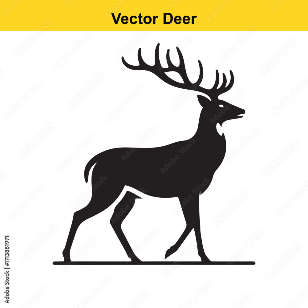 Fototapeta premium Deer Silhouette – Minimalist Wildlife Vector Art