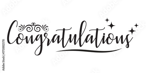 Congratulations Calligraphy Silhouette Design Vector Text Design Illustration.