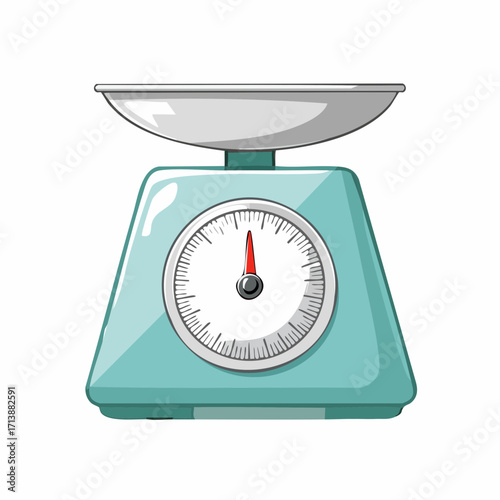 teal kitchen scale with red needle clip art preview