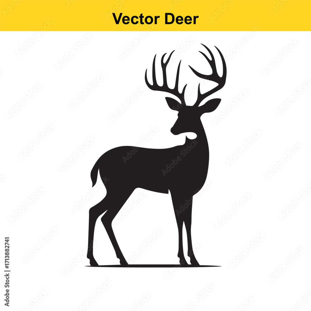Fototapeta premium Deer Silhouette – Minimalist Wildlife Vector Art