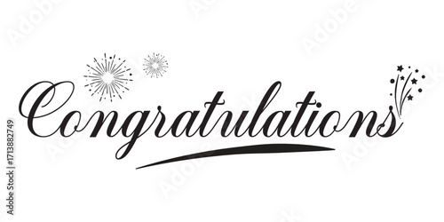Congratulations calligraphy script typography vector illustration on white background. congratulations text typography vector. Eps 10.