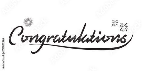 Elegant calligraphy congratulations message script font celebration announcement joyful event vector