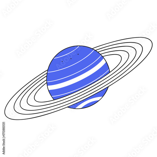 Illustration of a blue ringed planet art