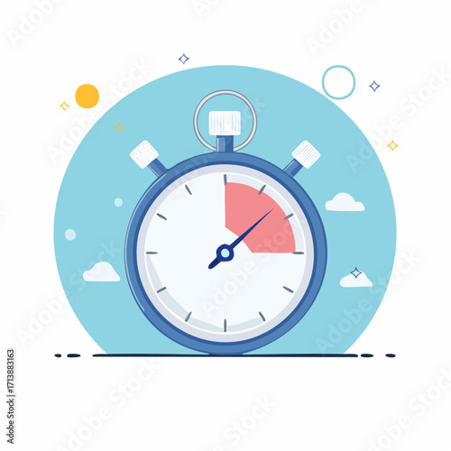 Minimalist stopwatch icon representing time management and speed. Clean flat vector design for business deadlines, isolated on white