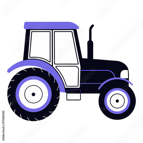 Illustration of a purple and black tractor