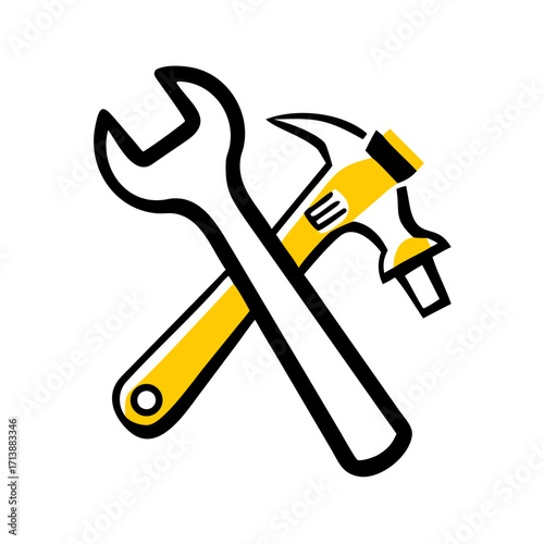Property Maintenance Tools Wrench And Hammer Icon For Web And Graphic Design