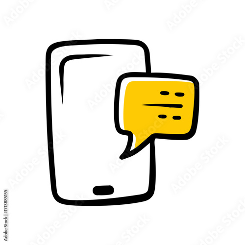 Smartphone With Chat Speech Bubble Icon For Web And Graphic Design