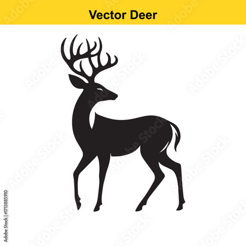 Deer Silhouette – Minimalist Wildlife Vector Art